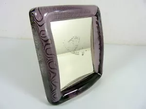 Vintage miroir cadre verre Murano ? violet, pas signé, D - 14 x 13 x 3 cm - Picture 1 of 11