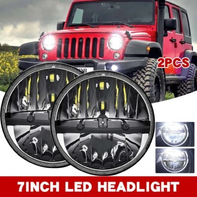 E-Geprüft Paar 7 Zoll LED Scheinwerfer E24 Für Jeep Wrangler CJ JK 2008-2017 - Bild 1 von 4
