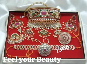 Kundan Rajasthani Bollywood Traditional Choker Jewelry Set Arabic Weddig Pride - Picture 1 of 3