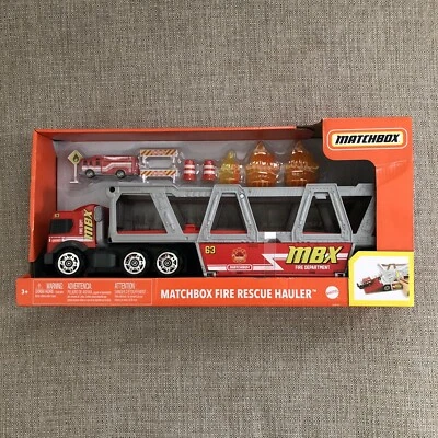 Matchbox Fire Rescue Hauler Playset with 1 Fire-Themed Vehicle Holds 16 Cars - Image 1 of 4