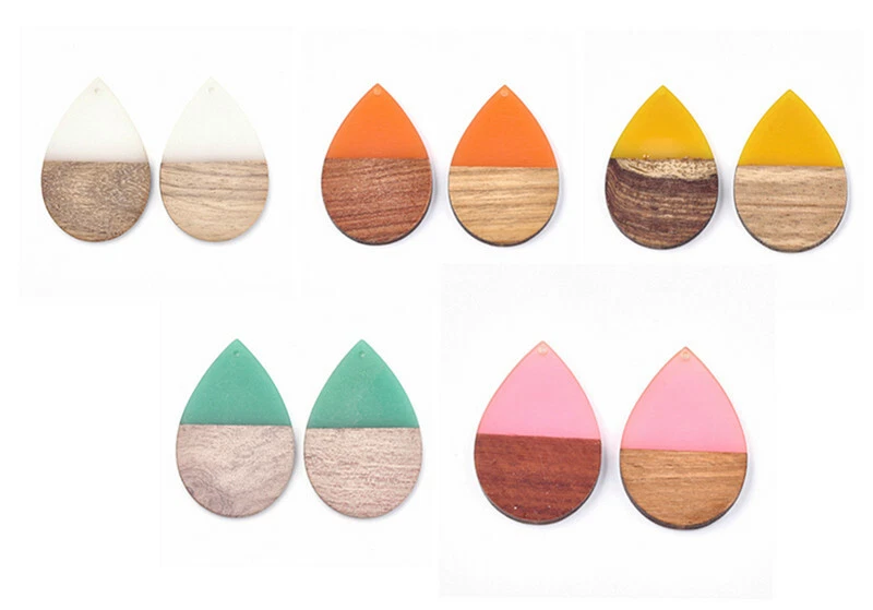 1pz ciondolo pendente resina legno naturale Goccia 49x32mm bijoux - Immagine 1 di 1