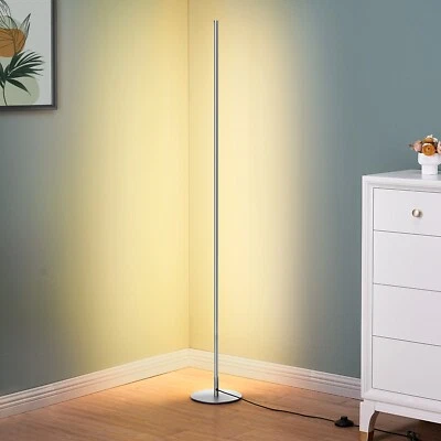 Угловая светодиодная напольная лампа EDISHINE с пультом дистанционного управления, минималистский регулируемый свет, серебристая - Изображение 1 из 4