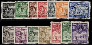 TURKS & CAICOS ISLANDS GVI SG194-205, 1938-45 set, VERY FINE USED. Cat £70. CDS - Picture 1 of 1
