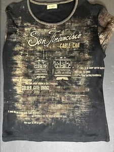 100% Baumwolle Damen San Francisco Print Langarmshirt mit Strass Details - Bild 1 von 8