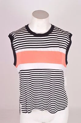 NWT WOMENS VOLCOM ANTI-BULLY TEE SHIRT $32 S black coral white stripe - Image 1 of 3