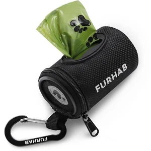 FURHAB Dog Poop Bag Holder for Leash Doggie Waste Bag Dispenser Soft Fabric P... - Picture 1 of 6