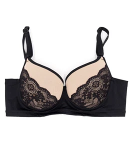 Reggiseno Demi Nero Pizzo Taglia 36C Pizzo Floreale Estivo T Shirt Reggiseno Sexy Lingerie Nudo - Foto 1 di 4