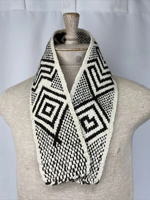 Vtg Hand Woven Wool Small Scarf Boho Folk Art Navajo Style Tapestry Wall Hanging - Image 1 of 4