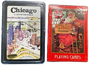 2 Decks Vintage Playing Cards 1998 CoCA Cola Santa Christmas & Chicago - Bild 1 von 2