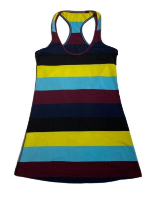 Regata Lululemon listrada soberba racerback azul claro verde roxo tamanho 4 - Imagem 1 de 4