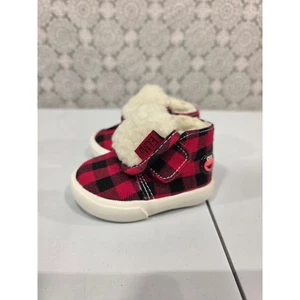 Kinder Elmo rot Büffel kariert Fleece gefüttert High Top Turnschuhe Größe 1 - Bild 1 von 7