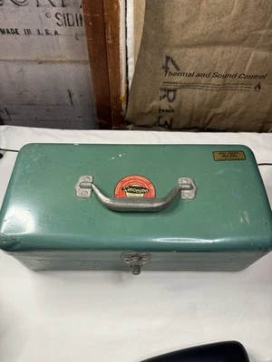 Vintage Simonsen Green Metal Tool Tackle Box 14" X 7.5" - Image 1 of 4