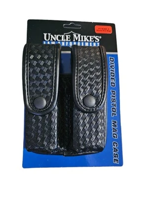 Uncle Mikes 7436-7 Mirage Basketweave Double Stack Duty Divided Mag Case - Image 1 of 3