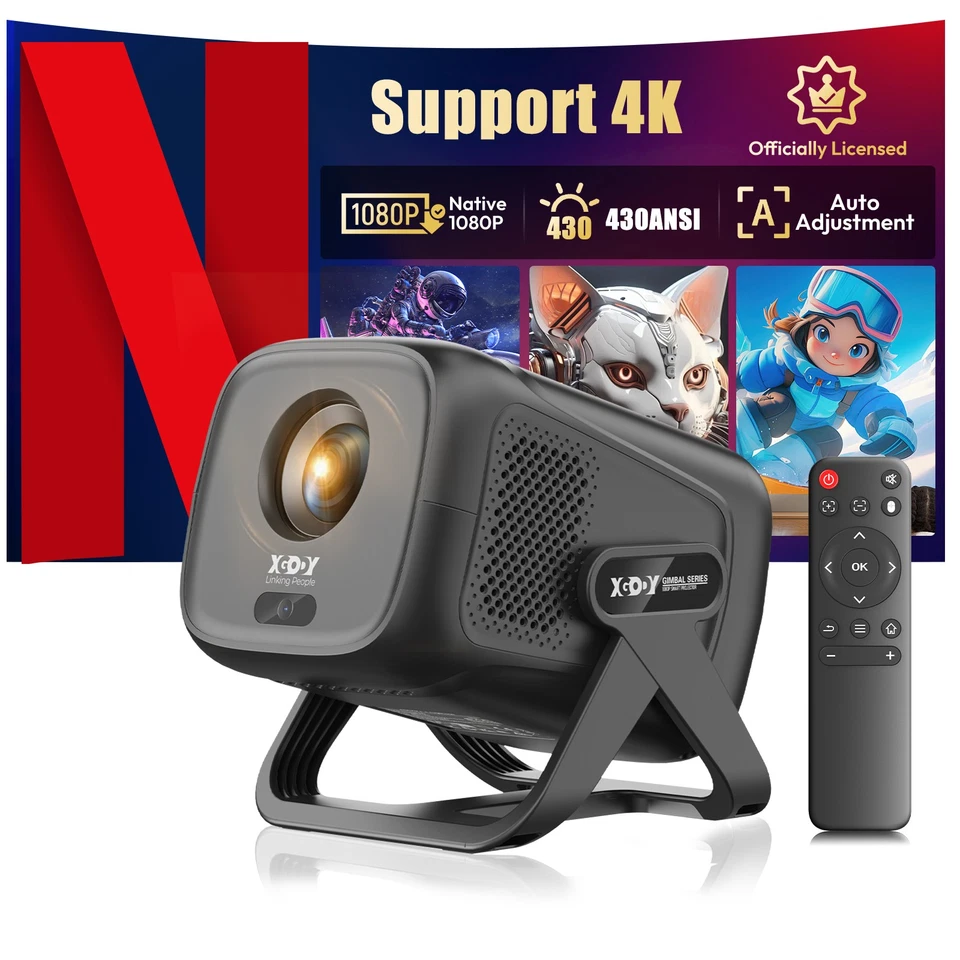 XGODY Gimbal A5 Beamer Projector Native 1080P Support 4K 450ANSI Full HD Beamer