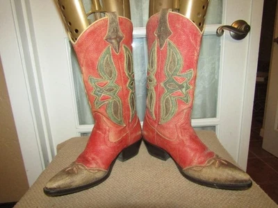 De Colección Nine West Para Mujer 8 M Western Boho Rodeo Vaquera Rojo Marrón Botas de Cuero Foto 1 de 4