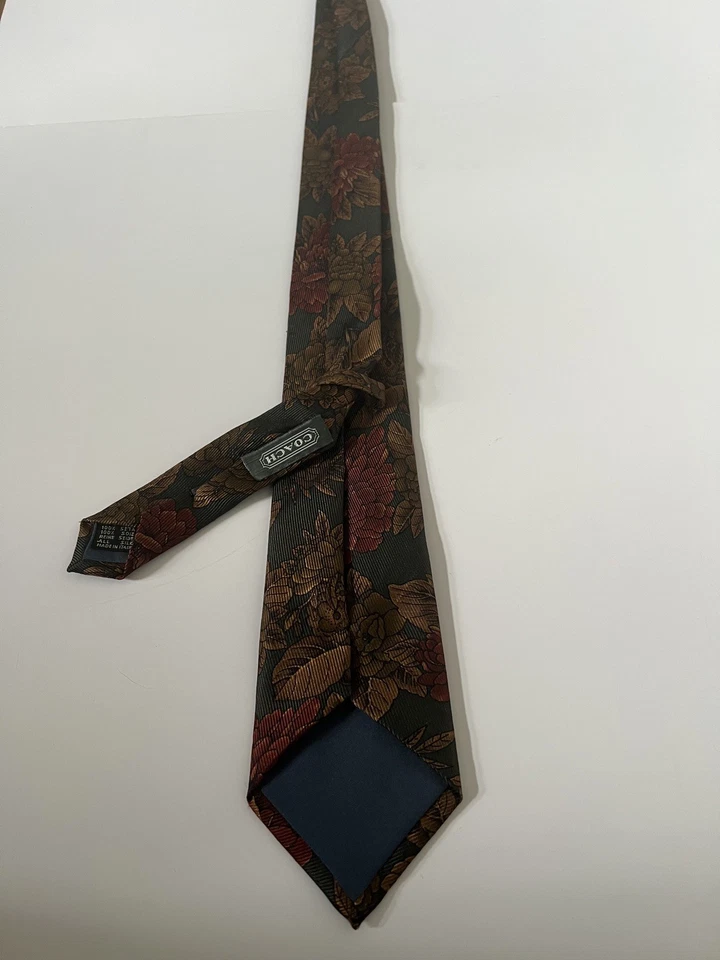 Corbata de seda italiana COACH diseño floral lujo impresionante Foto 1 de 4