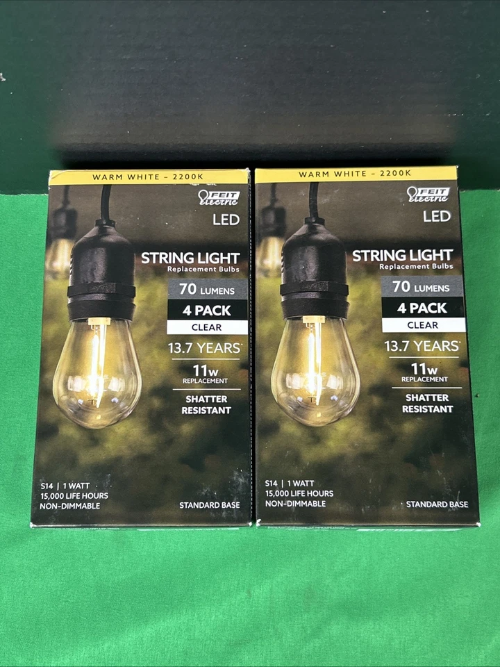 2 PK Feit Electric 1W 2200K 70 Lumens S14 String LED Light Bulbs 4 Ct EACH - Image 1 of 4