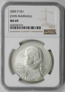 2005-P Chief Justice John Marshall Modern Silver Commemorative $1 MS 69 NGC - Picture 1 of 4