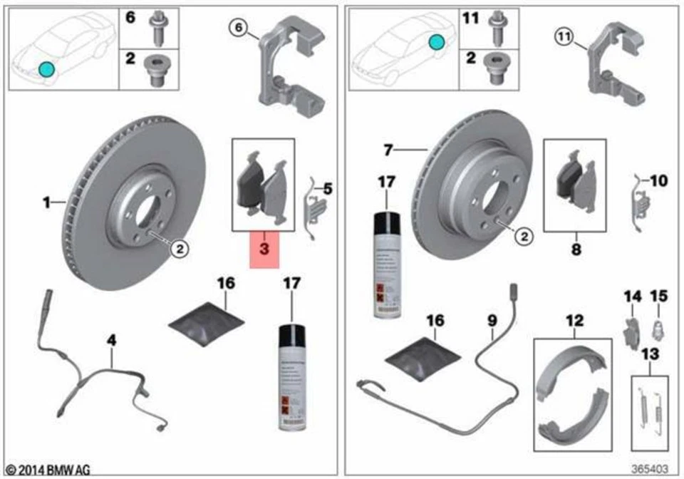 正品宝马 ROLLS-ROYCE Alpina Drophead 维修套件刹车片 34116763652 — 第 1/1 张图片