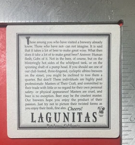 LAGUNITAS PETALUMA CA. those  3.5 INCH SQUARE  BEER COASTER RARE VINTAGE - Picture 1 of 2