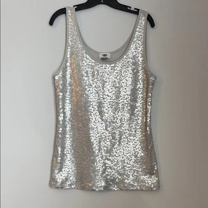 Old Navy Silver Sequin Fitted Tank Top size XL - Picture 1 of 7