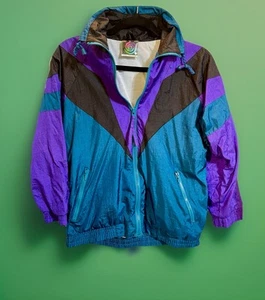 Vintage 90s Unisex Size 10/12 Medium Kids Windbreaker Jacket Color block EUC - Picture 1 of 24