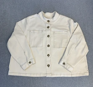 J. Jill Jean Jacket Plus Size 4X White Cream Stretchy Denim Button Up Classic - Picture 1 of 11