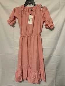 Al’ofa Womens Dress Adult Size Small Pink Knee Length Cold Shoulder NWT - Picture 1 of 6