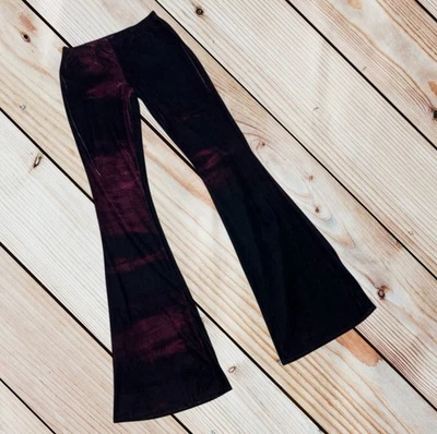 Leggings acampanados de terciopelo borgoña Rainbow M Foto 1 de 3