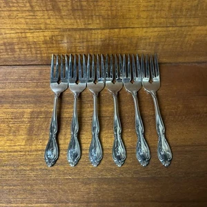 Oneida STRATHMORE Heritage Stainless Salad Forks Deluxe Glossy Flatware Set of 6 - Picture 1 of 7