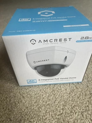 Amcrest 8MP PoE Vandal Dome Outdoor Security Camera 2.8mm Super Wide Angel Lens - Image 1 of 4