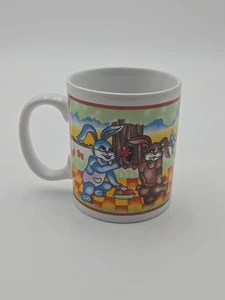 Osterhase entzückender Junge Mädchen Hasen Picknick Vintage Kaffeebecher Tasse Keramik - Bild 1 von 4