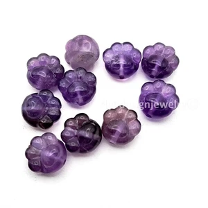 Purple Amethyst Cat/Dog Crystal Paw Print Bead 15mm–1pc Side or Straight Hole - Picture 1 of 10