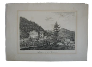 Parthie in der Jachenau Bad Tölz Orig. Lithographie J. C. Ettinger 1822 - Bild 1 von 6