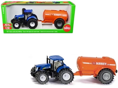 2023 New Holland T7070 Tractor Blue 1/50 Diecast Model with Abbey Vacuum Tank... - Image 1 of 3