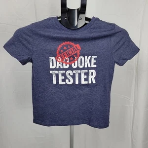 Cat & Jack Kids Size S (6/7) T-Shirt Dad Joke Tester Short Sleeve Heather Navy - Picture 1 of 5