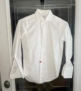 Boon Dash Boy's Dress Shirt French Cuff White Non - Iron Cotton Slim Fit Size 14 - Picture 1 of 4