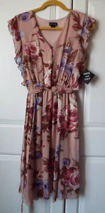 KATE & LILY Dress Womens 6 Pink Floral Peasant Prairie Cottagecore Midi NWT - Picture 1 of 14