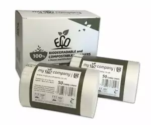 10L Compostable Kitchen Food Waste Caddy Liners / Biodegradable Bin Bags - Picture 1 of 6