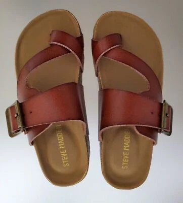 Steve Madden Kids Girls Jwaive Flat Sandal Adjustable Strap Cognac Size 11 - Image 1 of 4