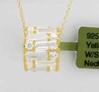 LAB CREATED WHITE SAPPHIRE SLIDE PENDANT 925 SILVER (Yellow tone) - NEW WITH TAG
