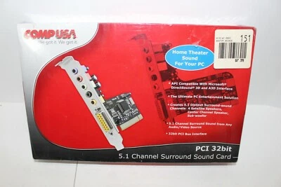 COMP USA 5.1 Channel Surround PCI 32 Bit 3D Sound Card NEW Sealed - Image 1 of 3