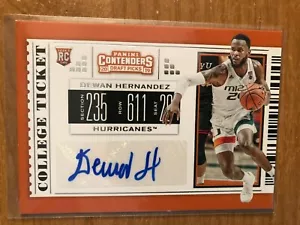 2019 Panini Contenders Draft Picks Dewan Hernandez autograph Miami - Foto 1 di 1