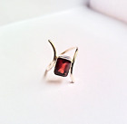 925 Sterling Silver red garnet faceted handmade high quality ring size 7