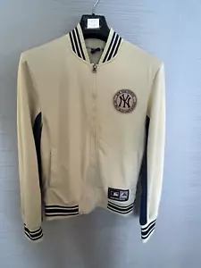 VINTAGE NEW YORK YANKEES MLB MAJESTIC PALE GOLD SMALL TRACK TOP- JACKET - Picture 1 of 6