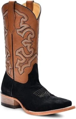 CORRAL TEEN'S BORDADO MIEL NEGRA SQ. PUNTERA, SUELA DE CUERO, CUERO DE VACA, WES Foto 1 de 4