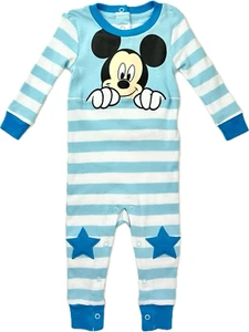 Pigiama elasticizzato Disney Store bambino blu cotone Topolino pezzo unico taglia 9-12 M - Foto 1 di 2