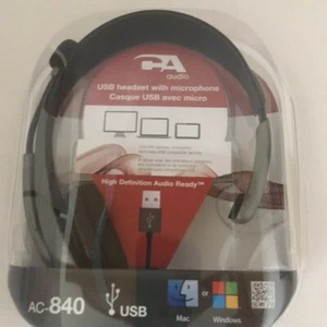 Headset Cyber Acoustics Internet Communication & Boom Mic AC-840 USB Mono - Picture 1 of 2