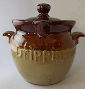 Vintage Ceramic Brown Dripping Jar With Lid - Picture 1 of 8
