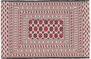Afghan Kelim Gol Barjasta Teppich 120x180 Handgewebt Beige Geometrisch p - Picture 1 of 9